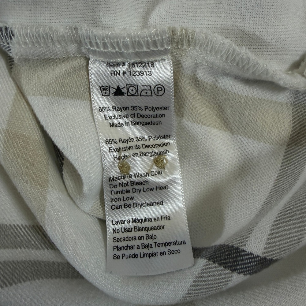 Jachs Girlfriend Womens XXL Plaid Button Down Shirt Cream Tan Grey‎ Side Pockets - Picture 7 of 7